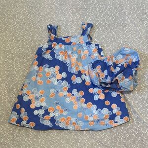 JANIE AND JACK Floral Blue and Orange Cotton Dress 12-18m 12m 18m
